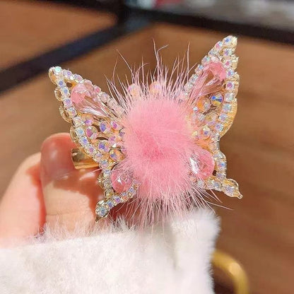 🦋✨ Fluffy Butterfly Hair Clips – Sparkly &Adorable! ✨🦋