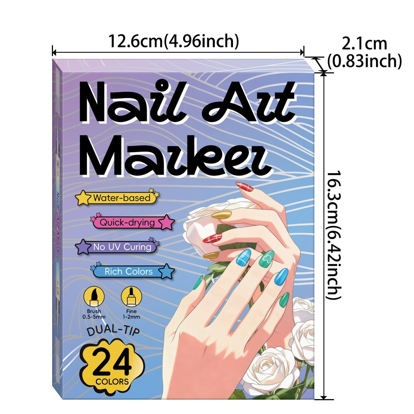 3D Dual Tips Nail Art Pens Set