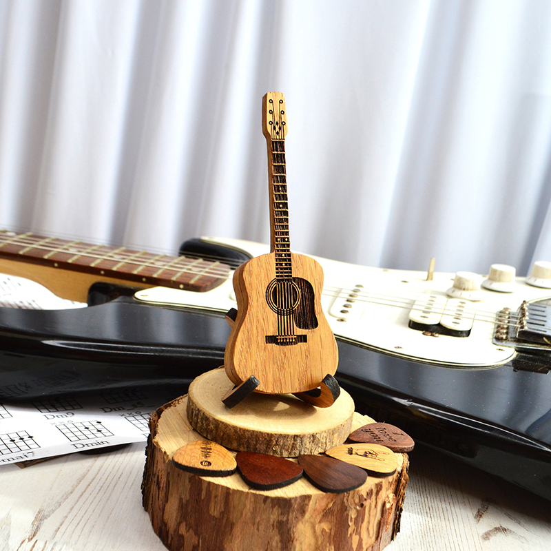 🎸 Mini Wooden Decorative Guitar Set 🌳✨