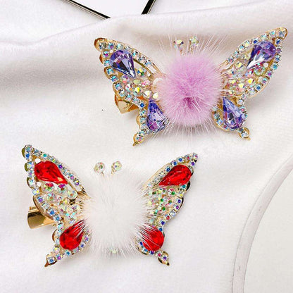 🦋✨ Fluffy Butterfly Hair Clips – Sparkly &Adorable! ✨🦋