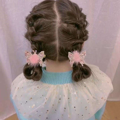 🦋✨ Fluffy Butterfly Hair Clips – Sparkly &Adorable! ✨🦋