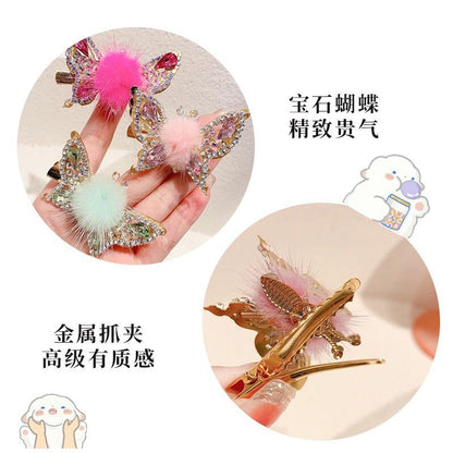 🦋✨ Fluffy Butterfly Hair Clips – Sparkly &Adorable! ✨🦋