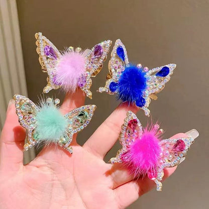 🦋✨ Fluffy Butterfly Hair Clips – Sparkly &Adorable! ✨🦋