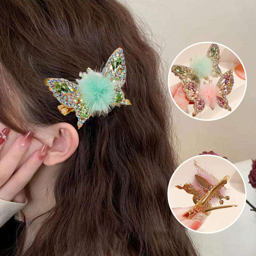 🦋✨ Fluffy Butterfly Hair Clips – Sparkly &Adorable! ✨🦋