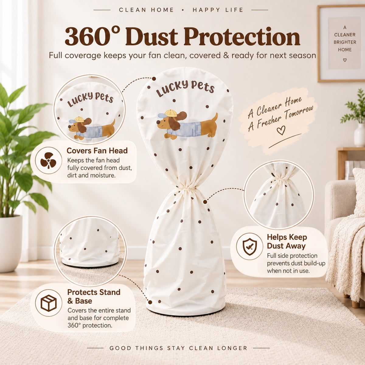 FanGuard™️ Reusable Standing Fan Dust Cover.
