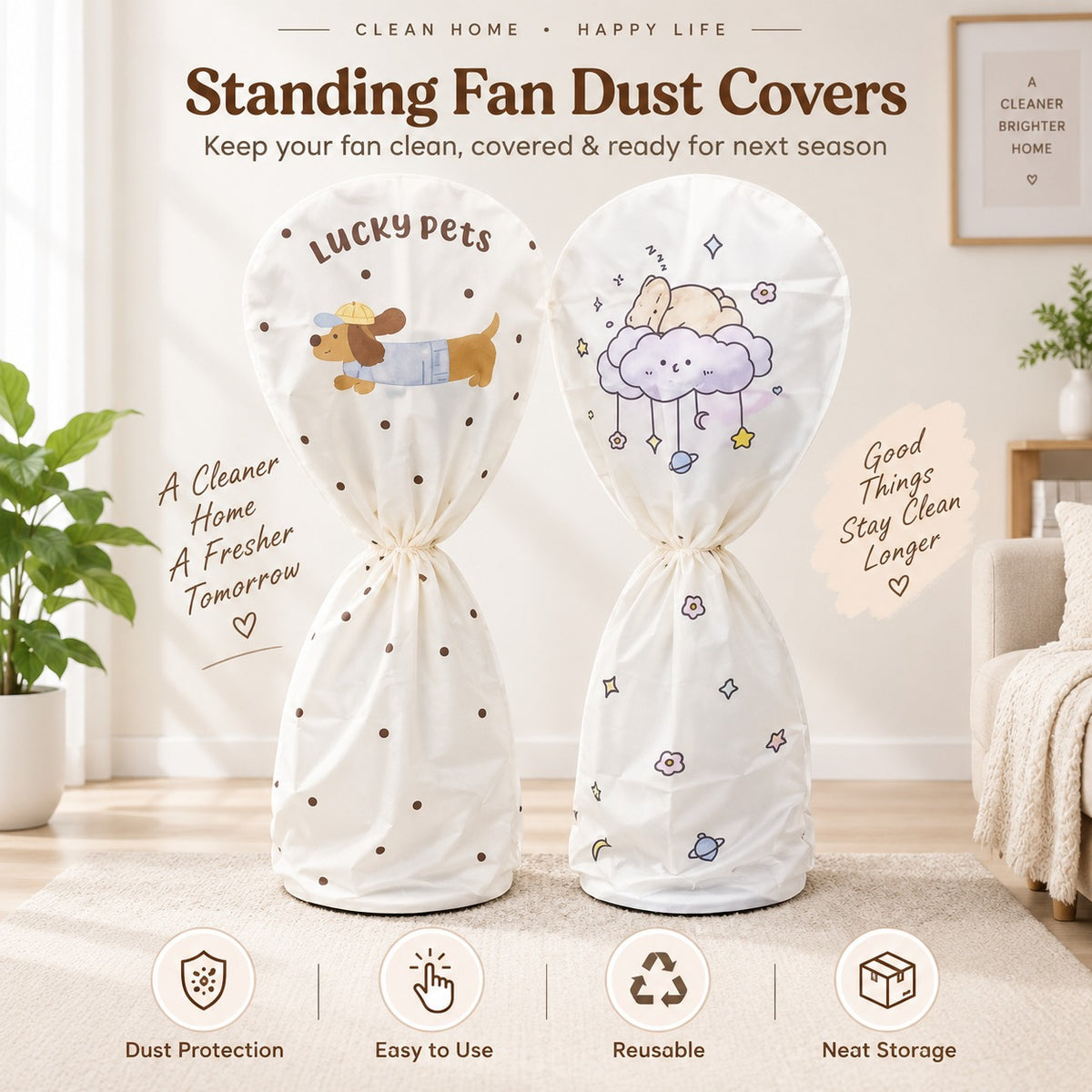 FanGuard™️ Reusable Standing Fan Dust Cover.