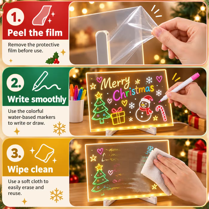🎨 LED DIY Drawing Board for Kids – Reuseable Acrylic Art Board ✨