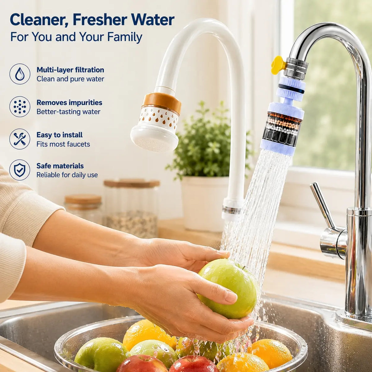 Splash-Free 6 Layer 360° Rotating Faucet Water Filter