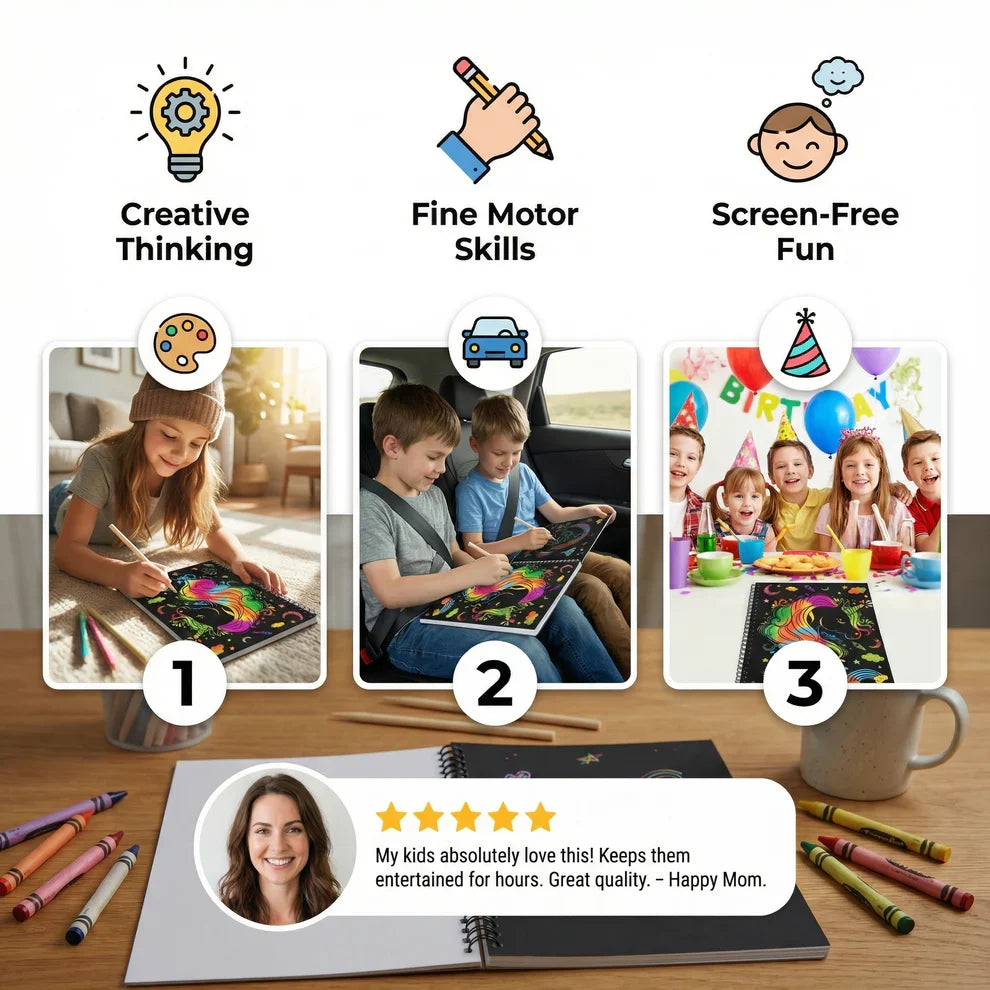 Magical Rainbow Scratch Paper Coloring Book