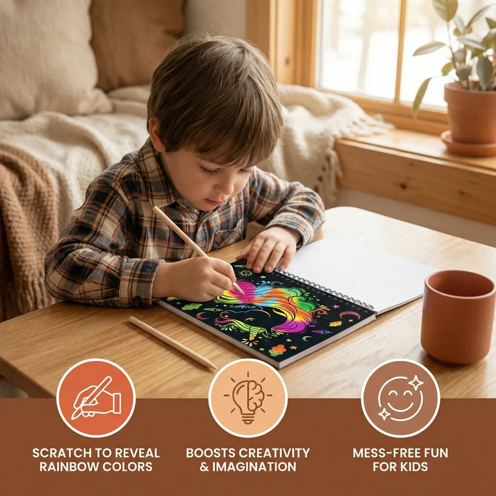 Magical Rainbow Scratch Paper Coloring Book