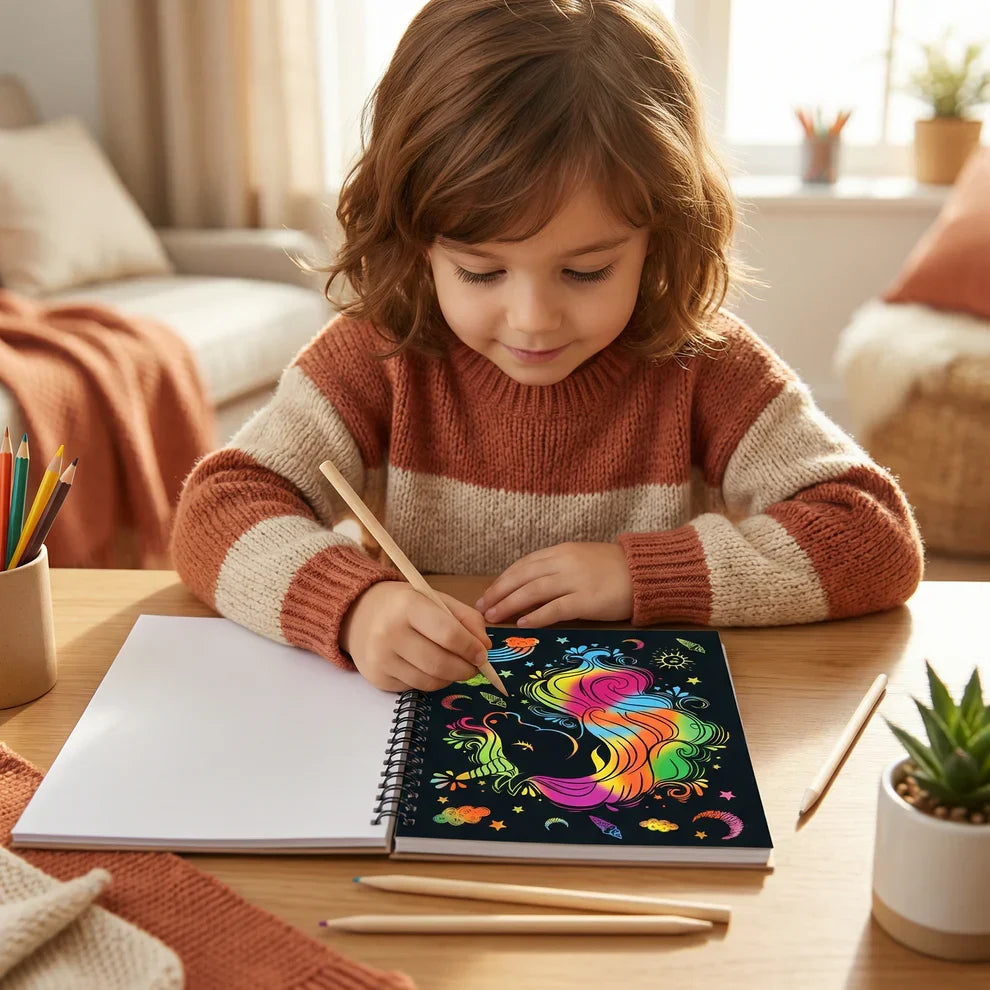 Magical Rainbow Scratch Paper Coloring Book