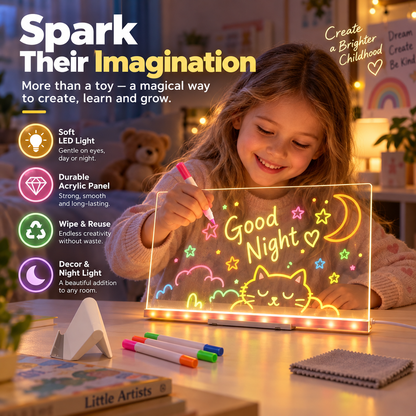 🎨 LED DIY Drawing Board for Kids – Reuseable Acrylic Art Board ✨